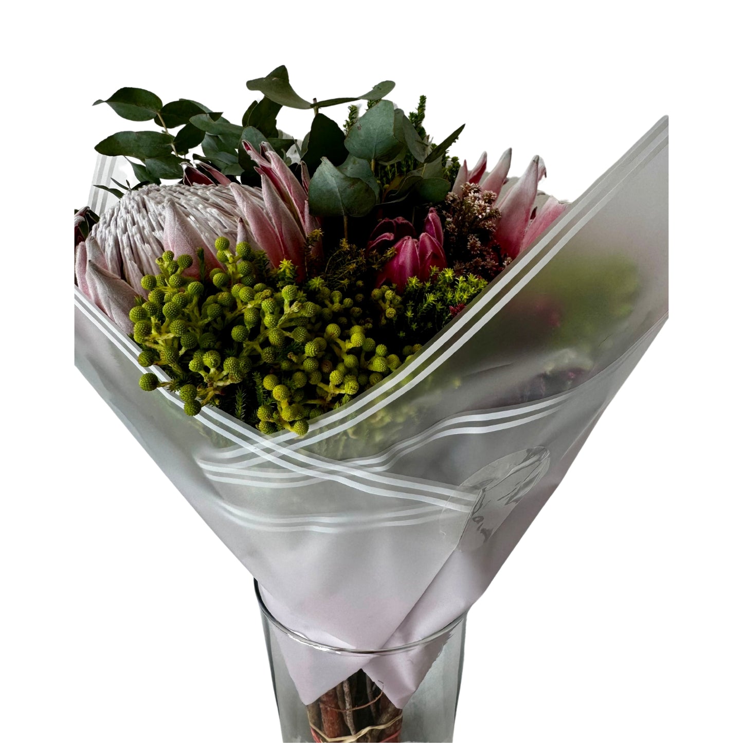 Bopp Silk Wrap: Transparent Light Pink Colour with White Stripe Border EPP0804D (Pack of 20)(R2.45ea)