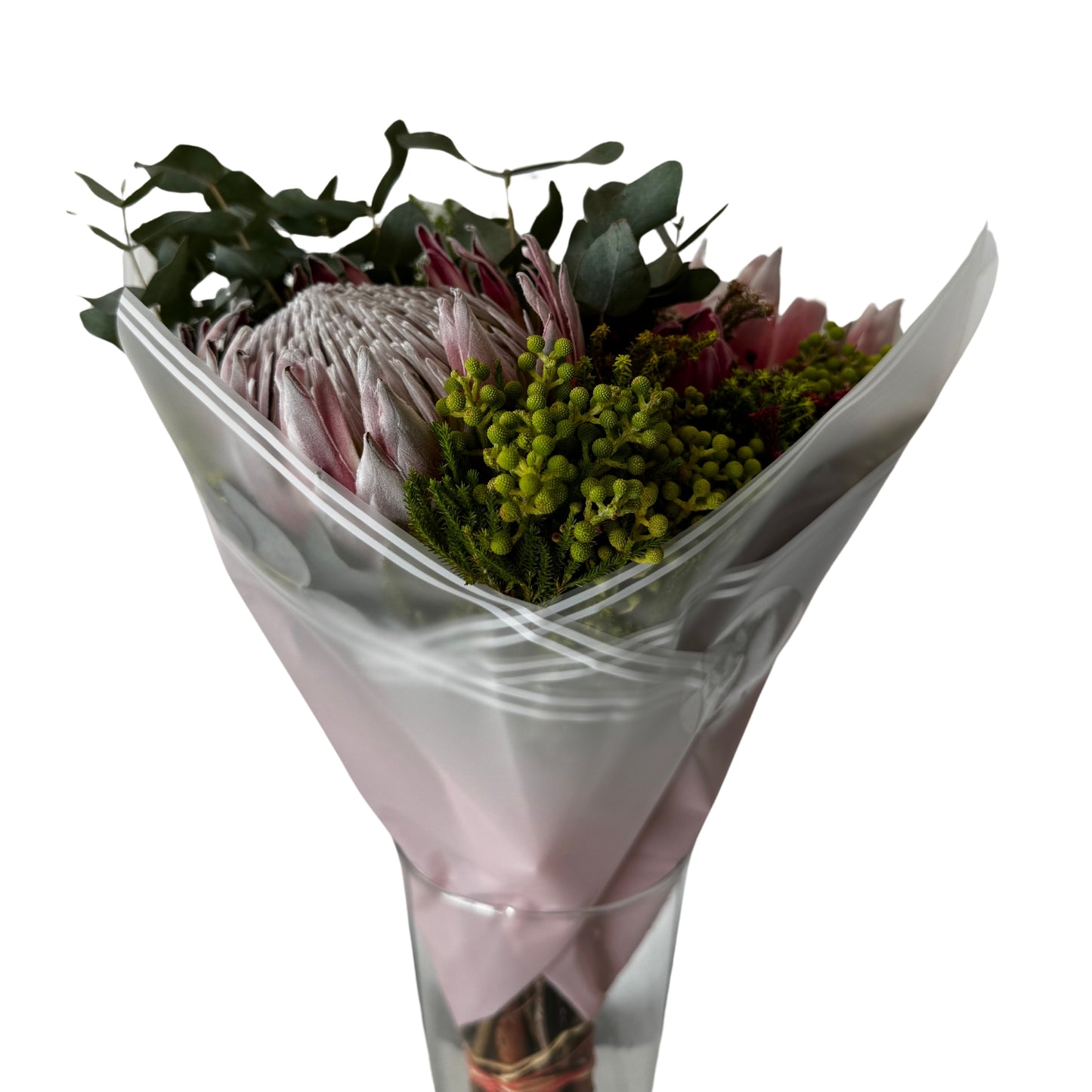 Bopp Silk Wrap: Transparent Dark Pink Colour with White Stripe Border EPP0804E (Pack of 20)(R2.45ea)