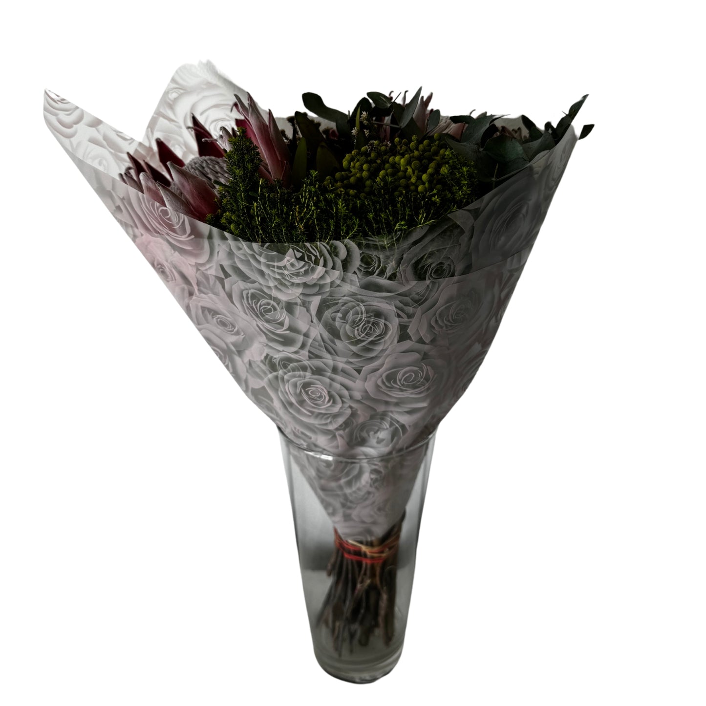 Bopp Silk Wrap: Transparent with Light Pink Rose Print EPP0804G (Pack of 20)(R2.45ea)