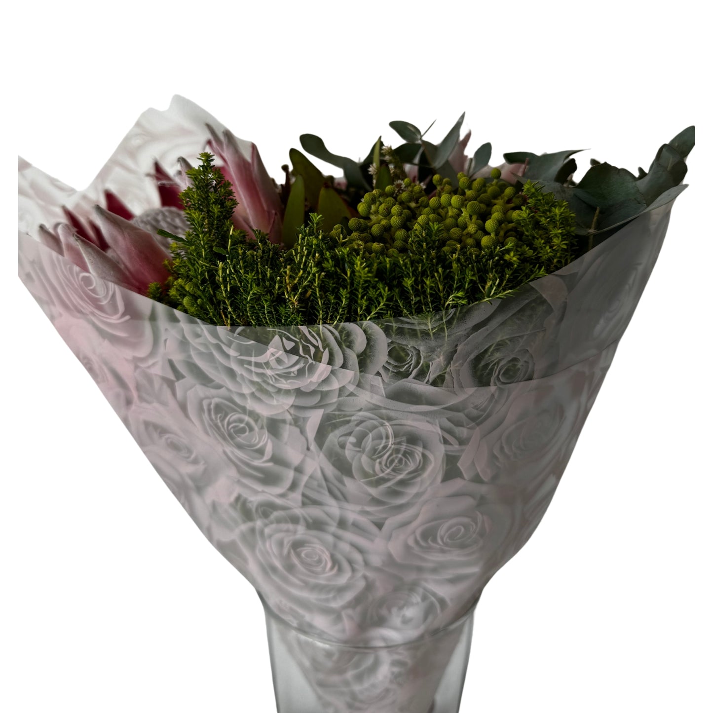 Bopp Silk Wrap: Transparent with Light Pink Rose Print EPP0804G (Pack of 20)(R2.45ea)