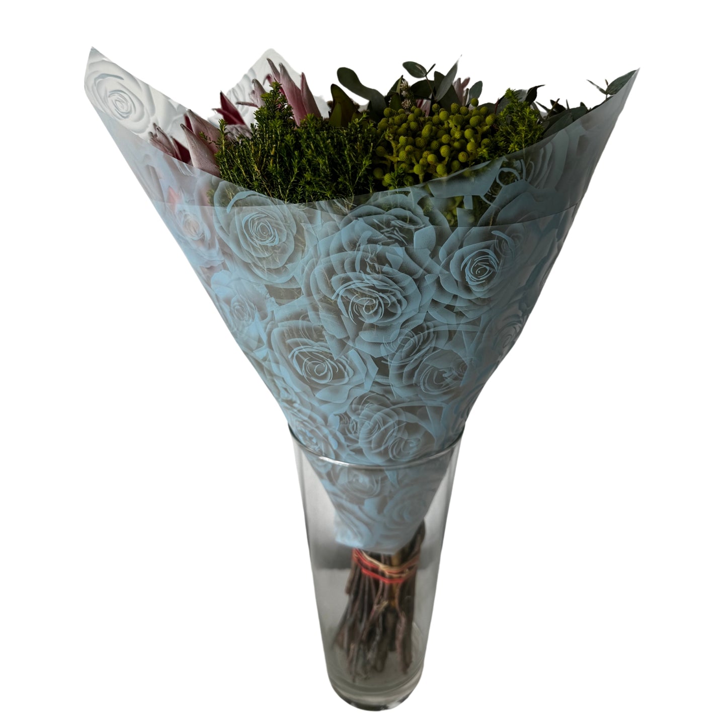 Bopp Silk Wrap: Transparent with Blue Rose Print EPP0804J (Pack of 20)(R2.45ea)