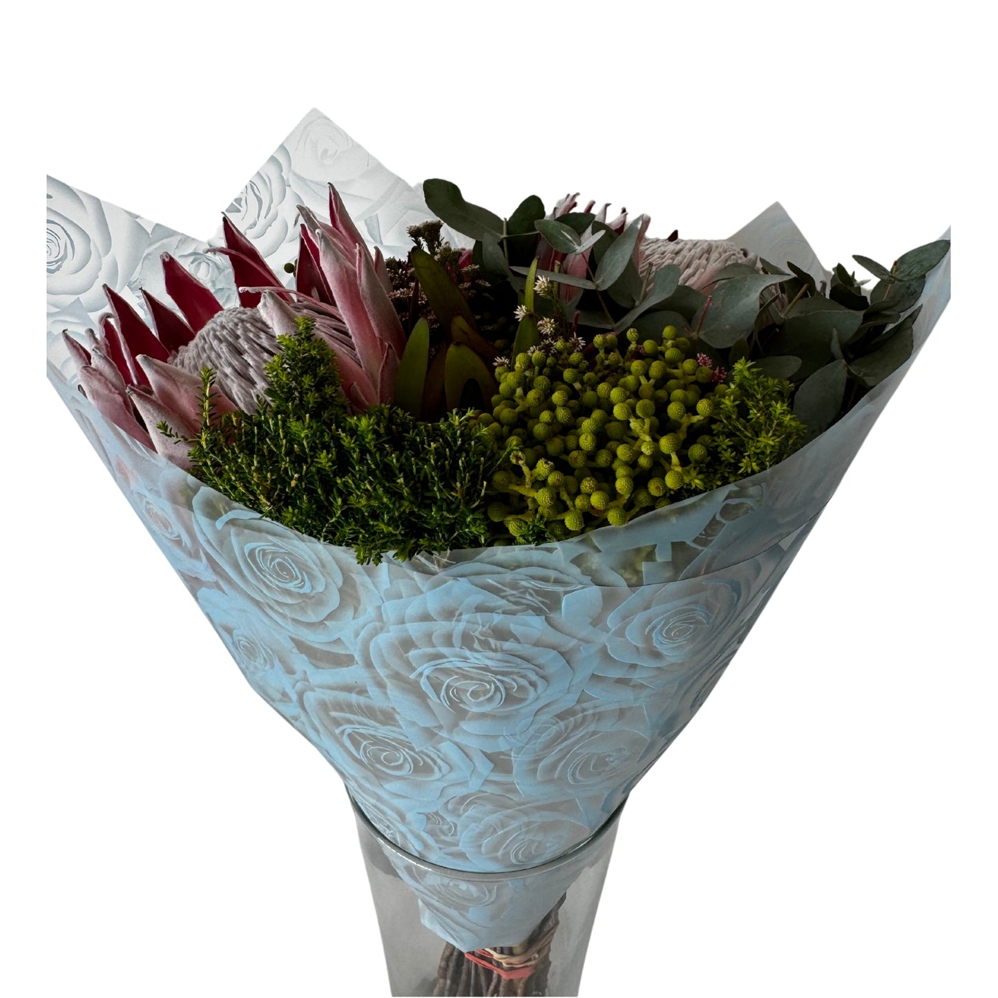 Bopp Silk Wrap: Transparent with Blue Rose Print EPP0804J (Pack of 20)(R2.45ea)