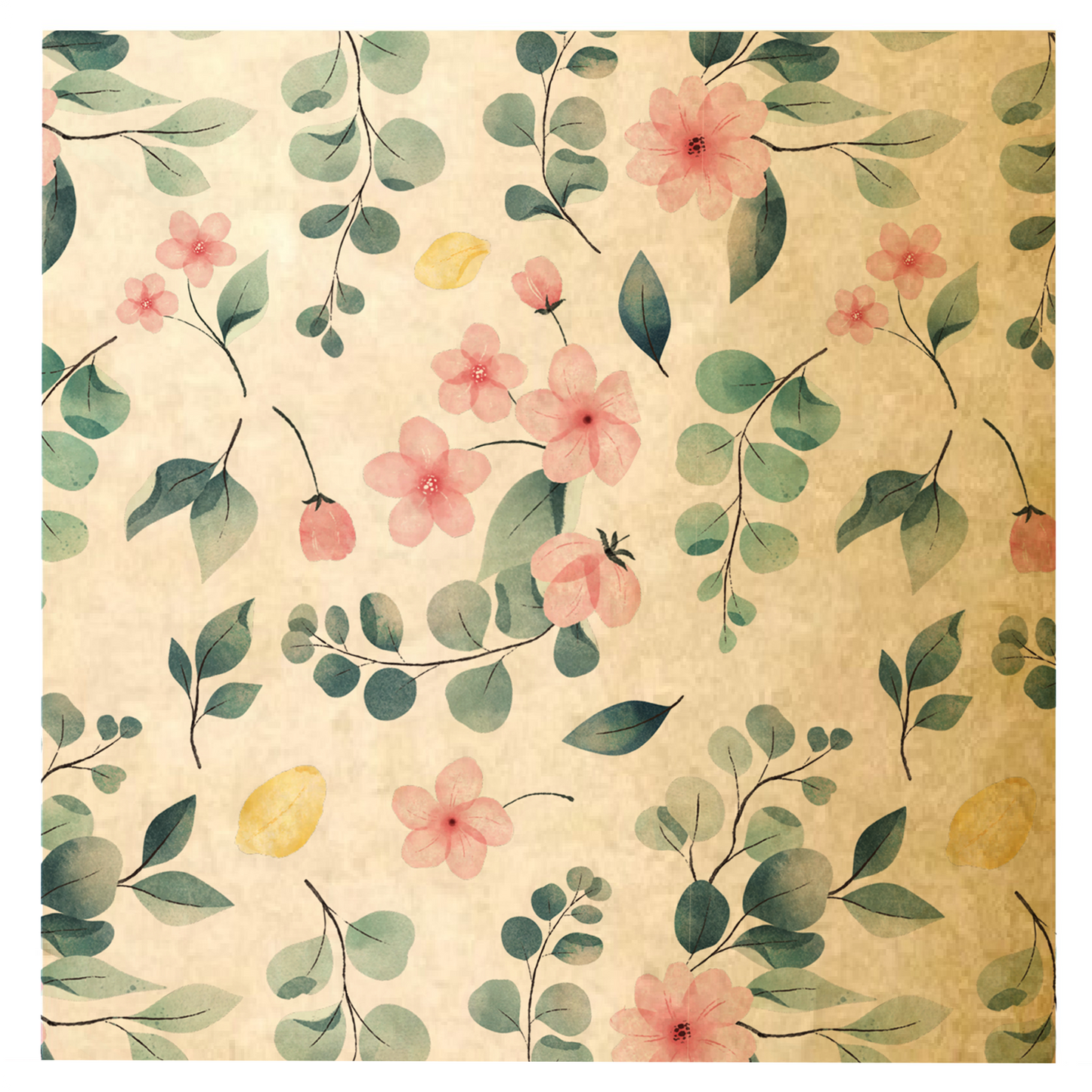 Eucalyptus Flower Print 60gsm Kraft Paper Sheets (Pack of 200 sheets)(R2.59c Per Sheet)