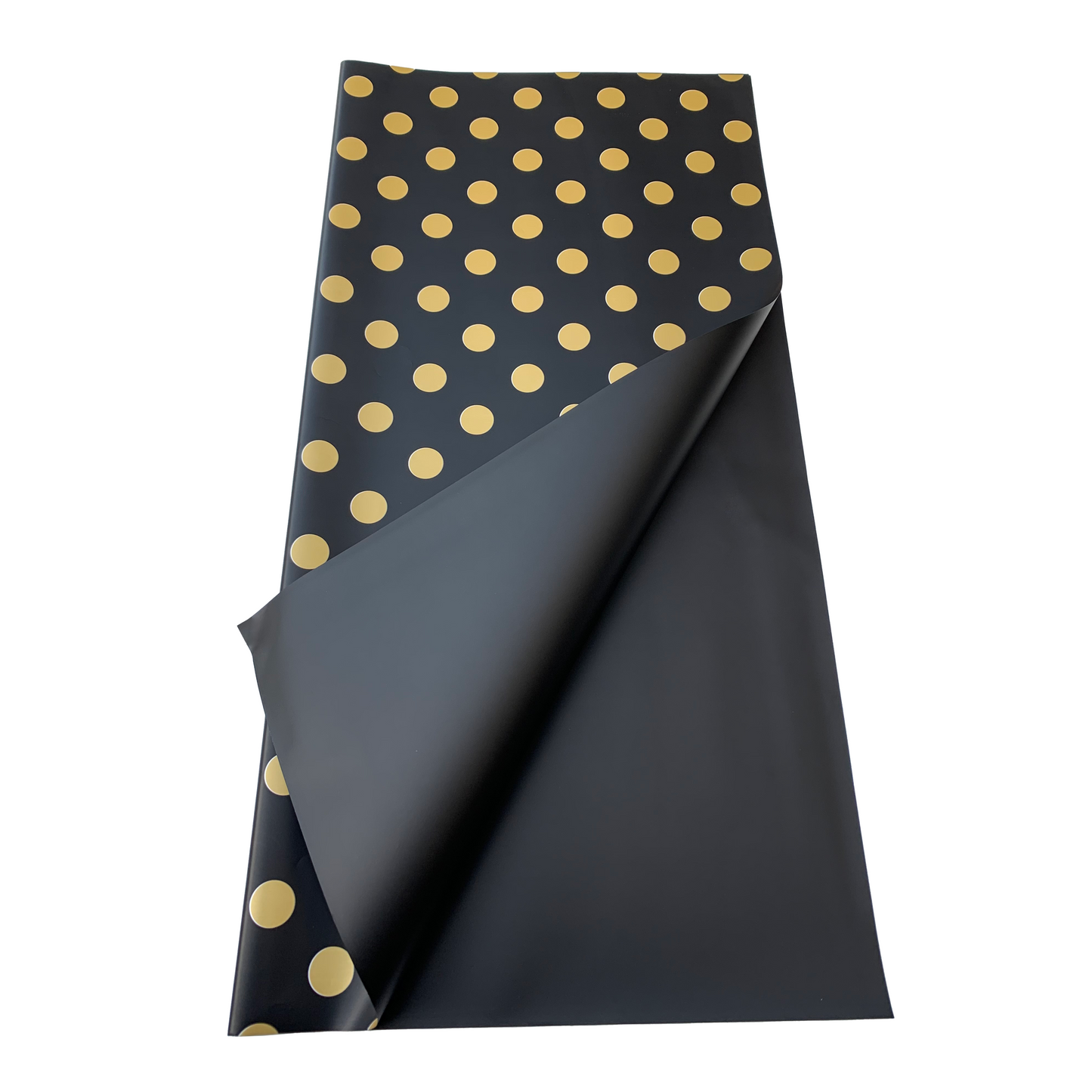 Bopp Silk Wrap: SOLID BLACK WITH GOLD POLKA DOTS EPP0893C (Pack of 20)(R2.45ea)
