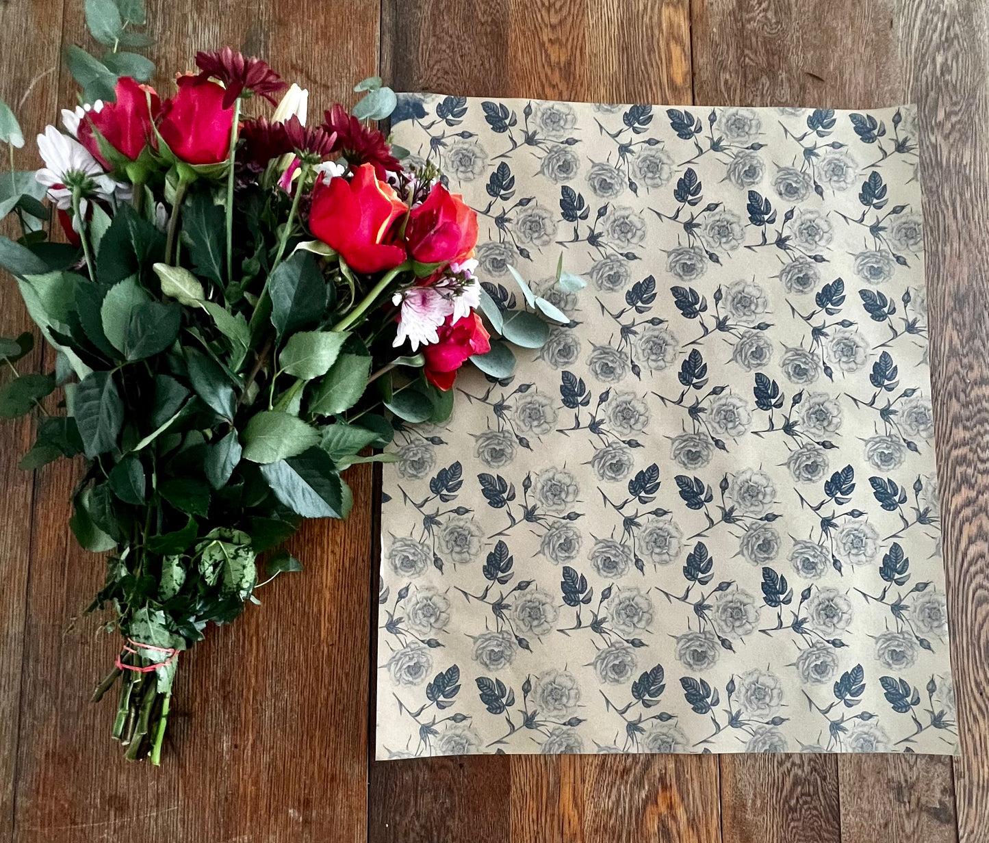 Rose Print 80gsm Kraft Paper Sheets (Pack of 250 sheets)(R2.59c Per Sheet)