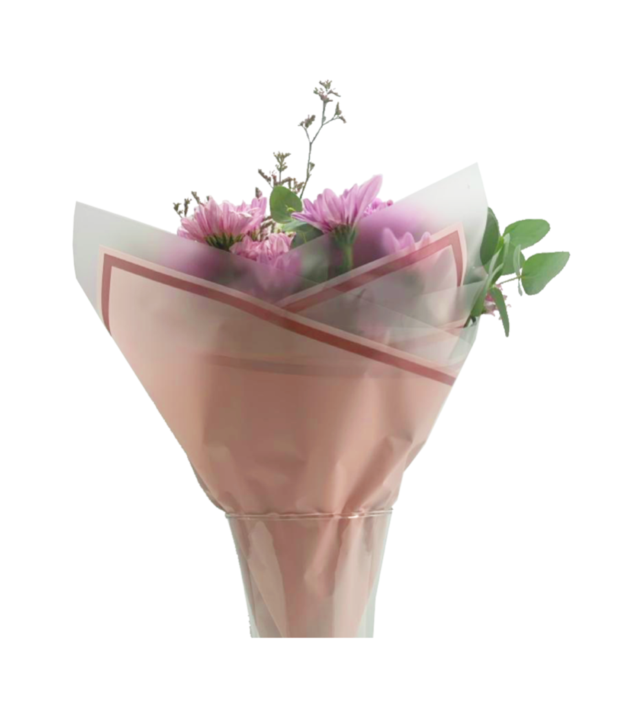 Bopp Silk Wrap: Transparent Light Pink With Wide Frosted Border & Rose Gold Trim EPP0804A (Pack of 20)(R2.45ea)