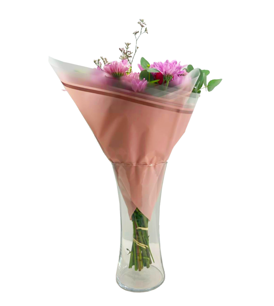 Bopp Silk Wrap: Transparent Light Purple With Wide Frosted Border & Rose Gold Trim EPP0804B (Pack of 20)(R2.45ea)