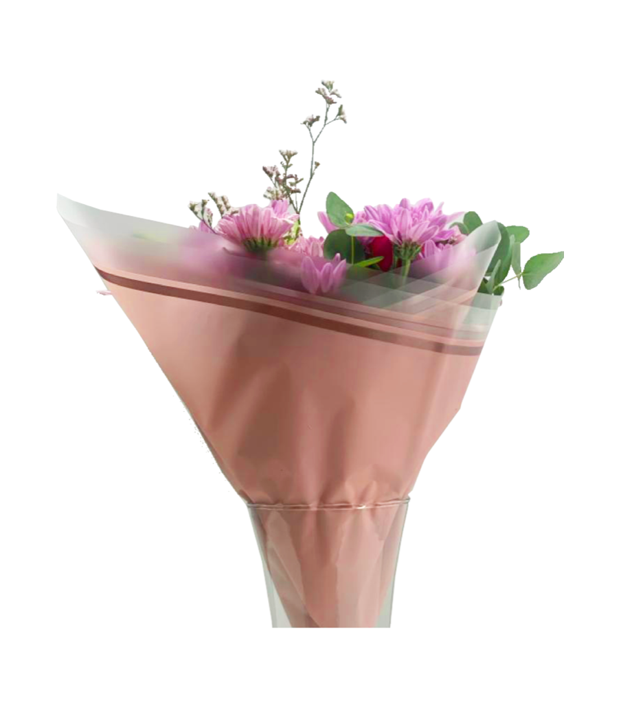 Bopp Silk Wrap: Transparent Light Purple With Wide Frosted Border & Rose Gold Trim EPP0804B (Pack of 20)(R2.45ea)