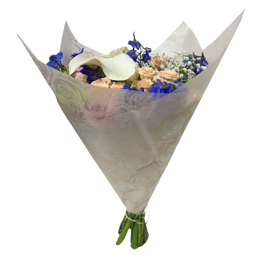 Bopp Silk Wrap: Transparent with Peach Rose Print EPP0925 (Pack of 20)(R2.45ea)