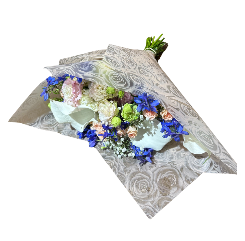 Bopp Silk Wrap: Transparent with Peach Rose Print EPP0925 (Pack of 20)(R2.45ea)