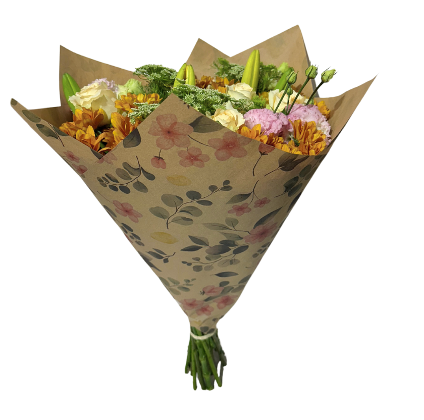 Eucalyptus Flower Print 60gsm Kraft Paper Sheets (Pack of 200 sheets)(R2.59c Per Sheet)