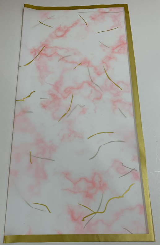 Bopp Silk Wrap: Pink and White marble with gold borderEPP1176 (Pack of 20)(R2.45ea)