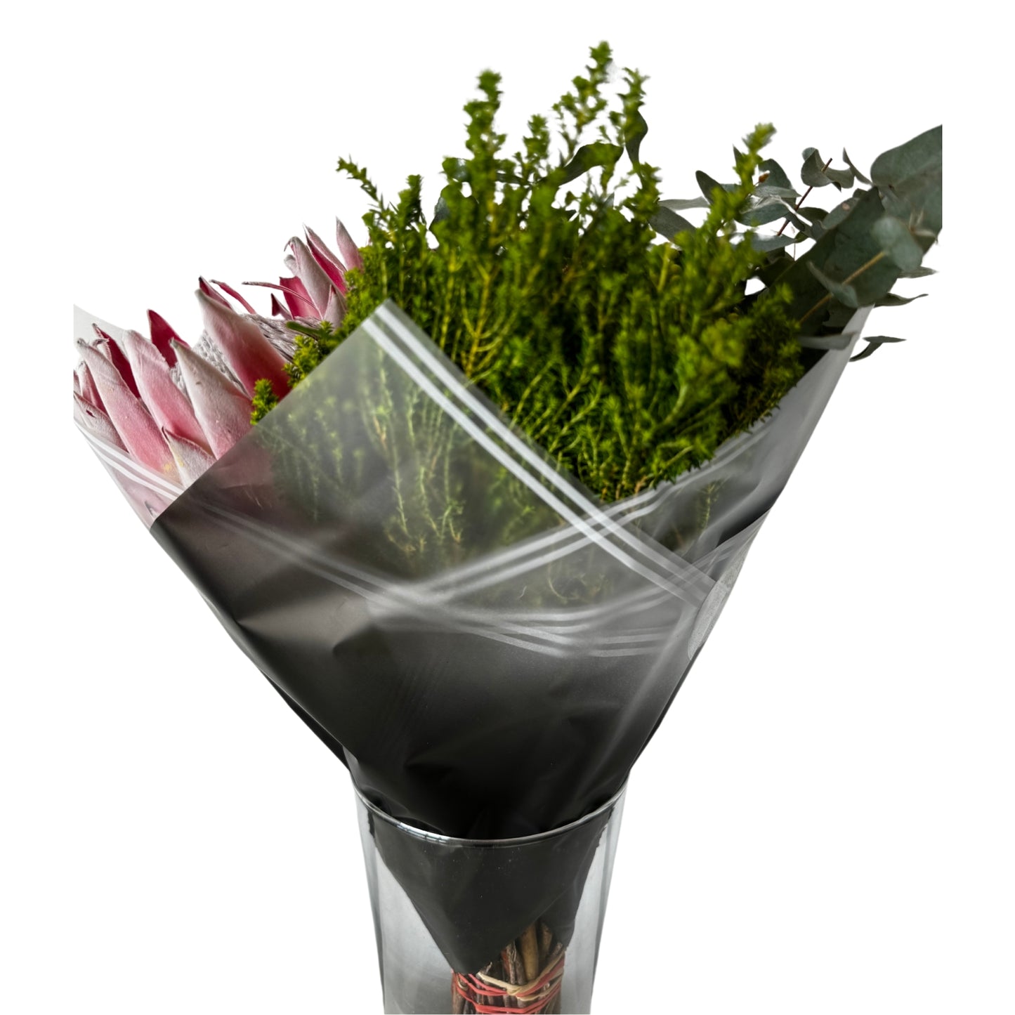 Bopp Silk Wrap: Transparent Black Colour with White Stripe Border EPP0804C (Pack of 20)(R2.45ea)