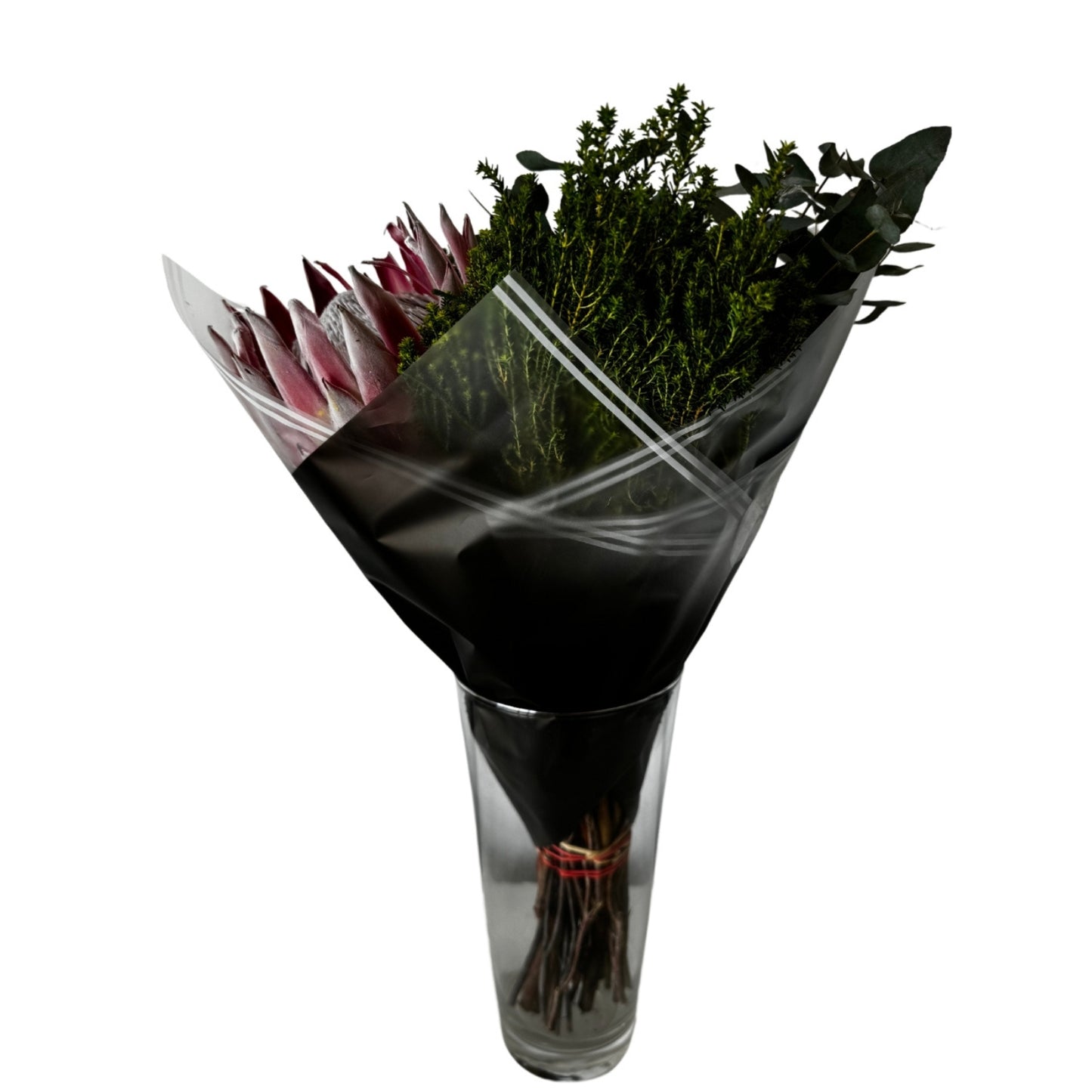 Bopp Silk Wrap: Transparent Black Colour with White Stripe Border EPP0804C (Pack of 20)(R2.45ea)