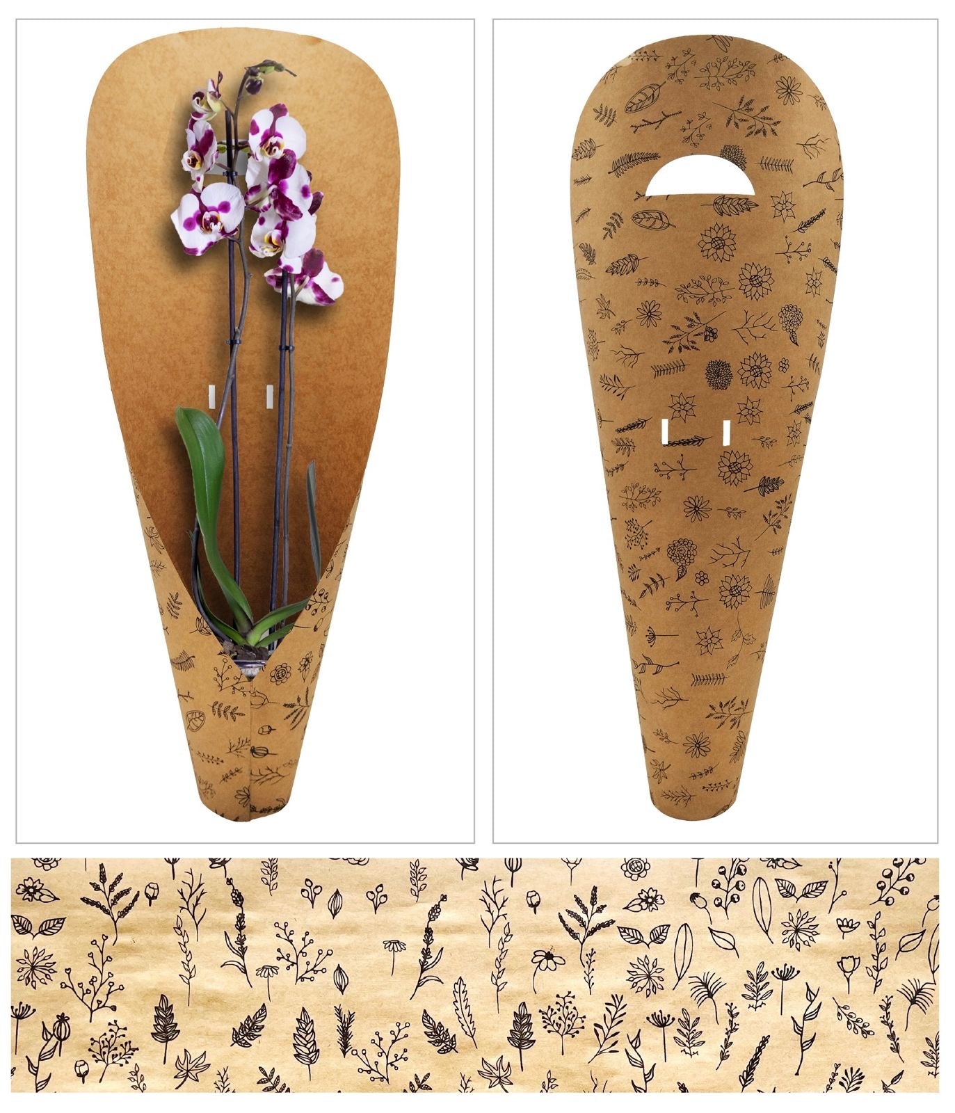 Wildflower Print Large Orchid Carry Bags (Pack of 20) (R19.49ea)