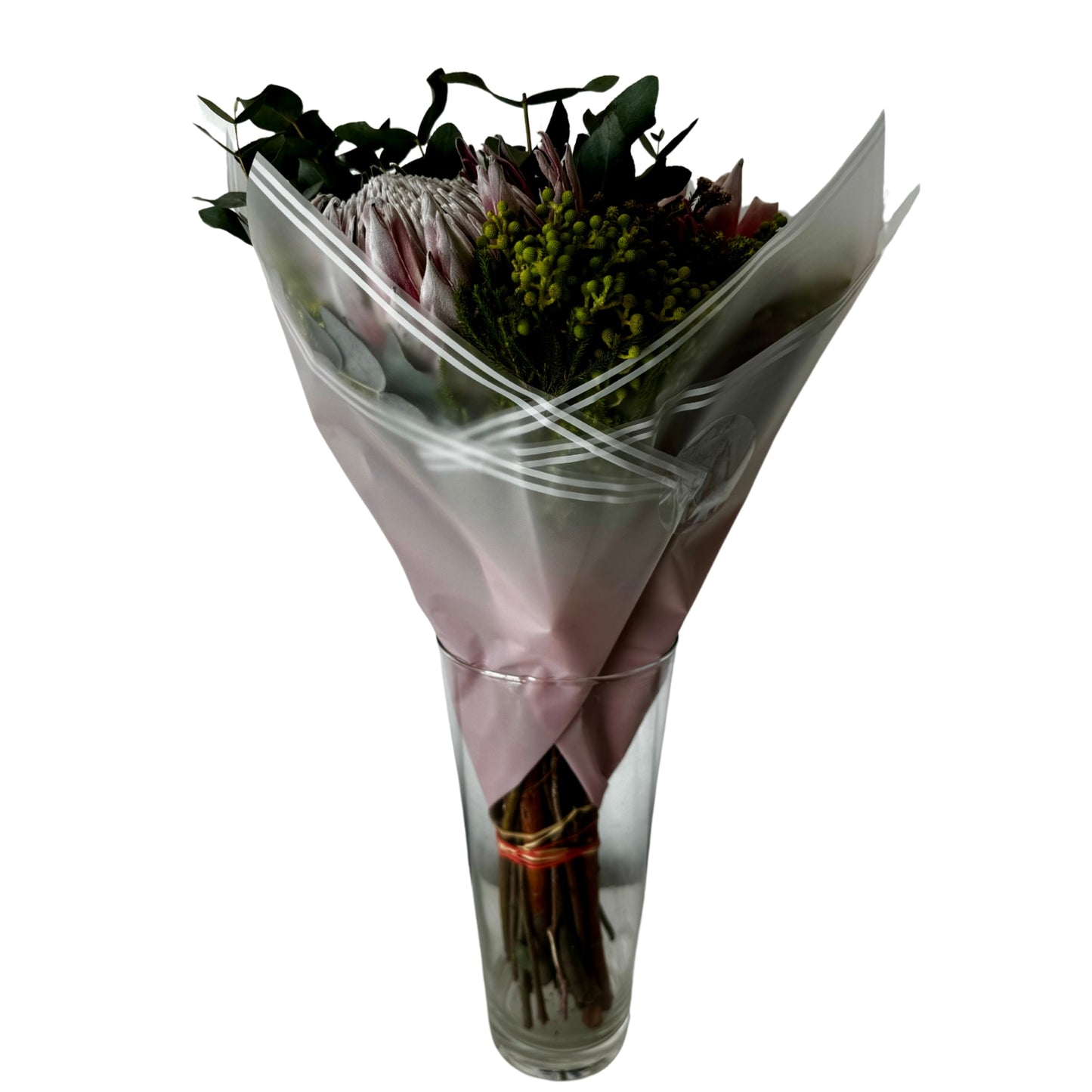 Bopp Silk Wrap: Transparent Dark Pink Colour with White Stripe Border EPP0804E (Pack of 20)(R2.45ea)