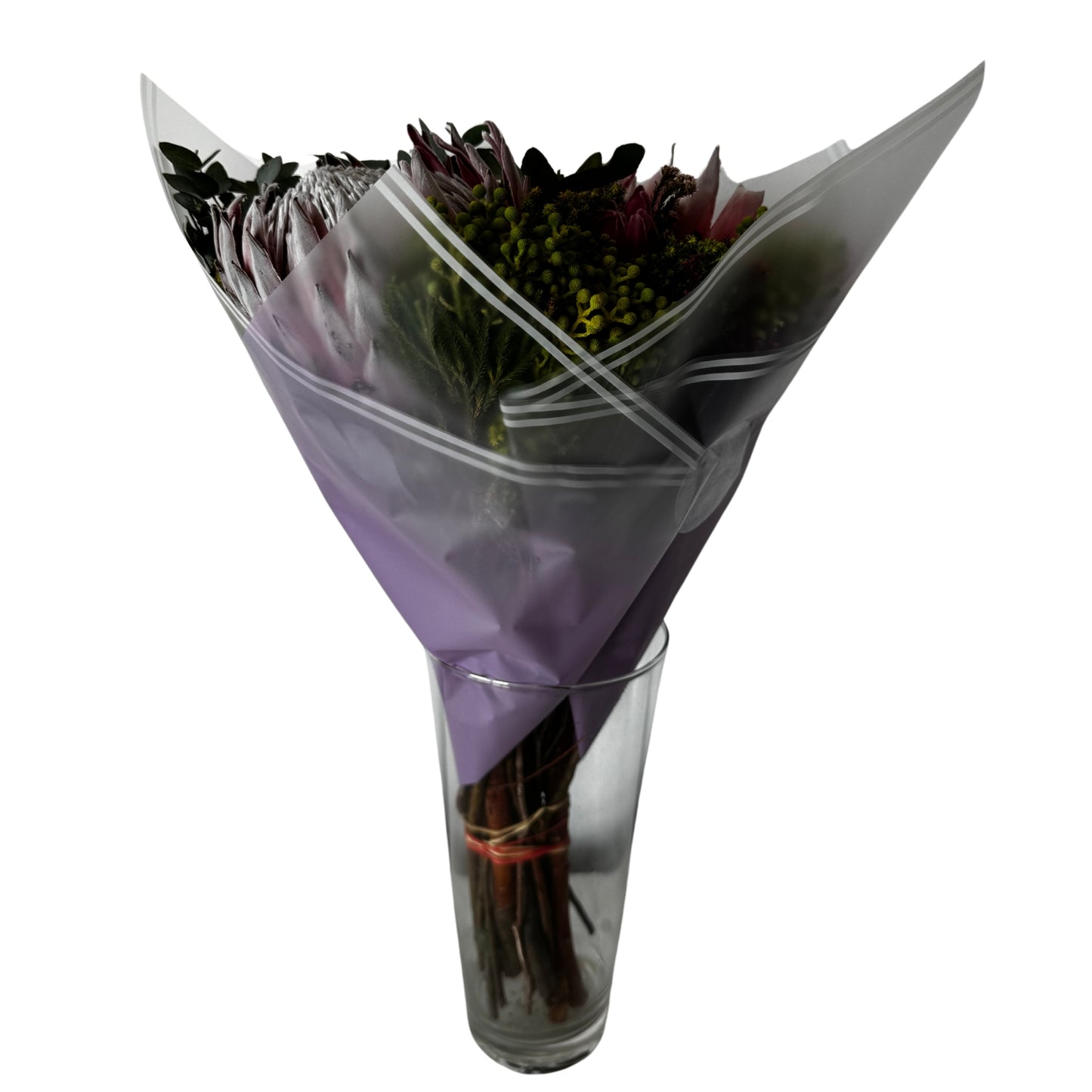 Bopp Silk Wrap: Transparent Purple Colour with White Stripe Border EPP0804F (Pack of 20)(R2.45ea)