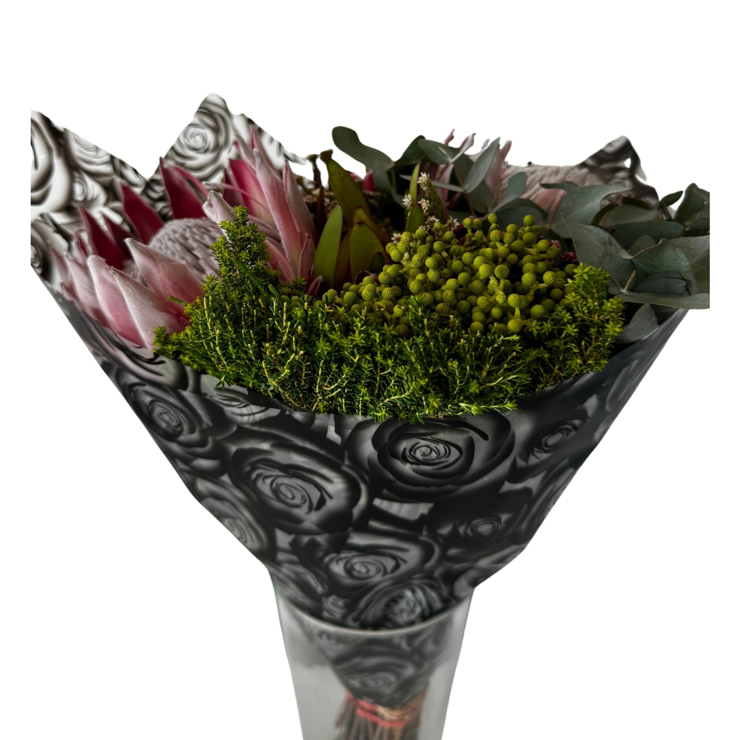 Bopp Silk Wrap: Transparent with Black Rose Print EPP0804H (Pack of 20)(R2.45ea)