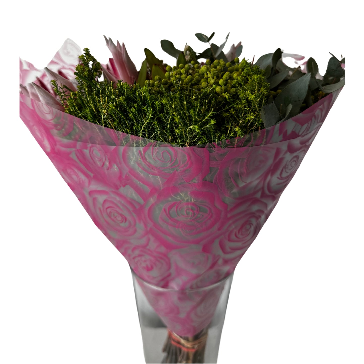 Bopp Silk Wrap: Transparent with Dark Bright Pink Rose Print EPP0804I (Pack of 20)(R2.45ea)