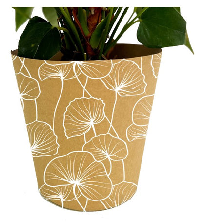 Ginkgo Biloba Print Kraft Pot Cover For Plants (pack of 20)