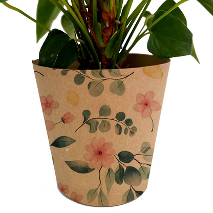 Eucalyptus Flower Print Kraft Pot Cover For Plants (pack of 20)