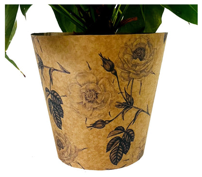 Rose Print Kraft Pot Cover For Plants (pack of 20)