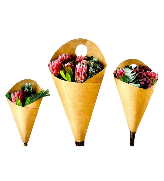 Plain Kraft Bouquet Drop-In Carry Bag 3 (pack of 20)
