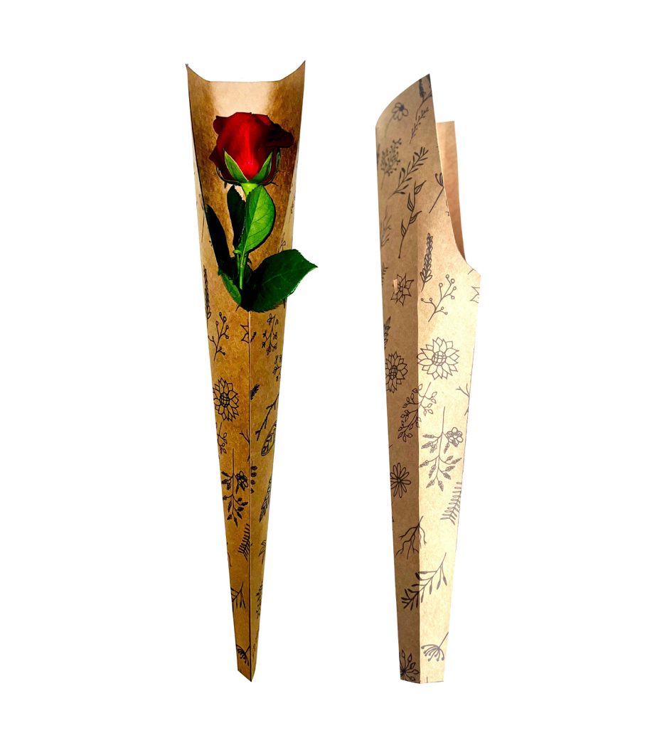 Wildflower Print Single Rose Drop-In Sleeve (Pack of 20) (R7.46ea)