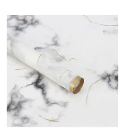 Bopp Silk Wrap: White and Grey Marble Effect with Gold Border EPP0576J (Pack of 20)(R2.45ea)