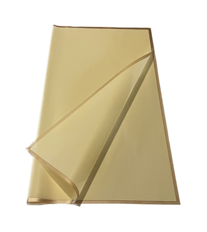 Bopp Silk Wrap: Slightly Transparent Yellow With Narrow Gold Border EPP0582C (Pack of 20)(R2.45ea)