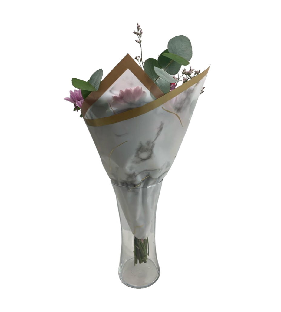 Bopp Silk Wrap: White and Grey Marble Effect with Gold Border EPP0576J (Pack of 20)(R2.45ea)