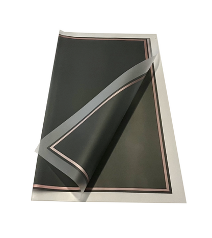 Bopp Silk Wrap: Transparent Grey With Wide Frosted Border & Rose Gold Trim EPP0585R (Pack of 20)(R2.45ea)
