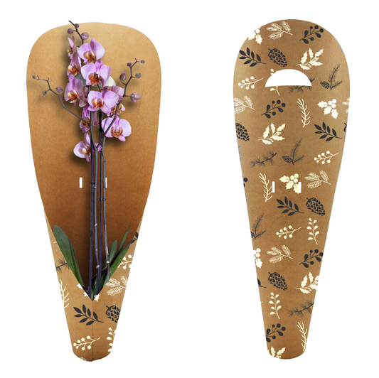 B&W Pinecone Print Large Orchid Carry Bags (Pack of 20) (R19.49ea)