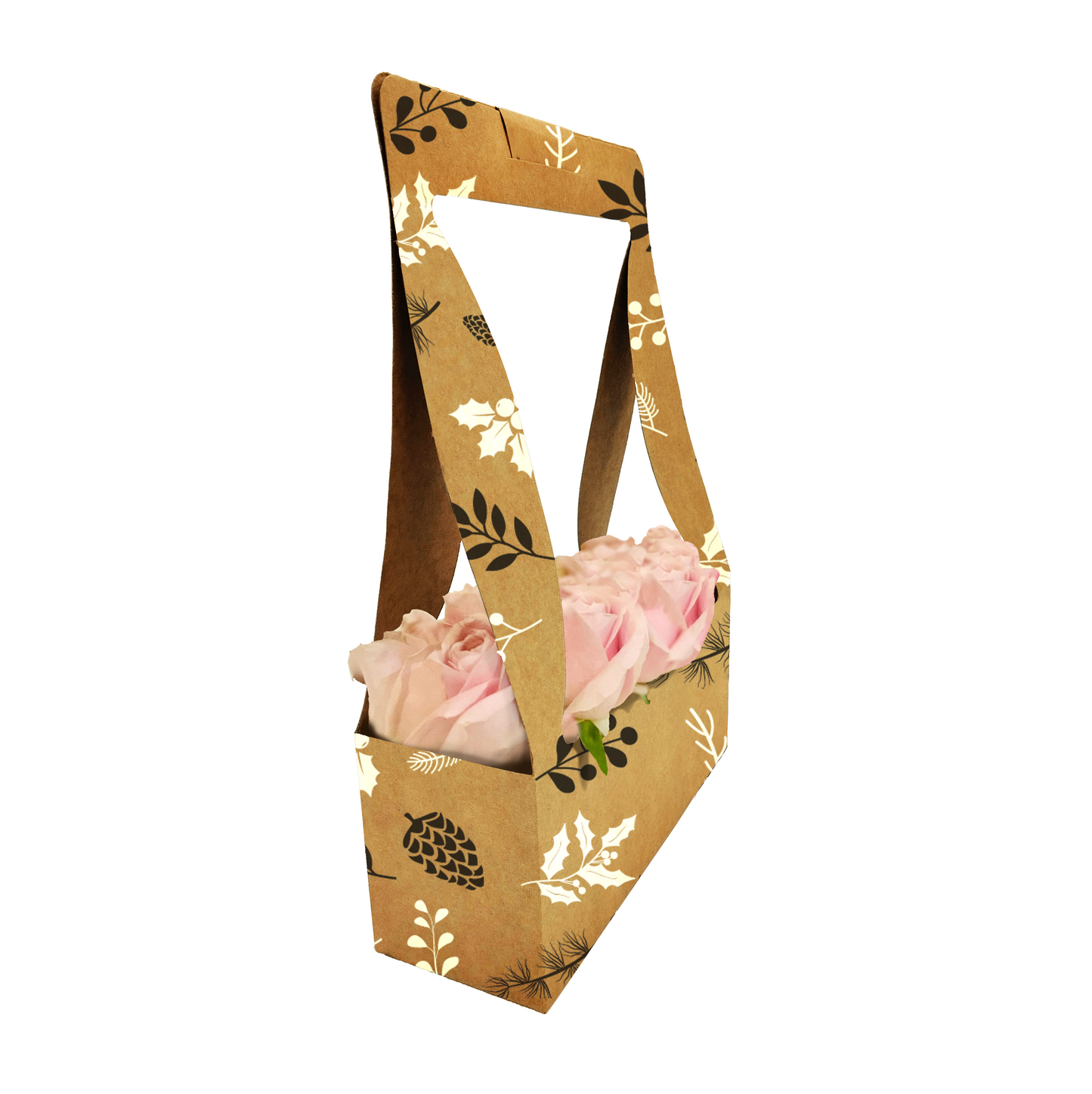 B&W Pinecone Print Bouquet Carry Box 1 (Pack of 20) (R11.25ea)
