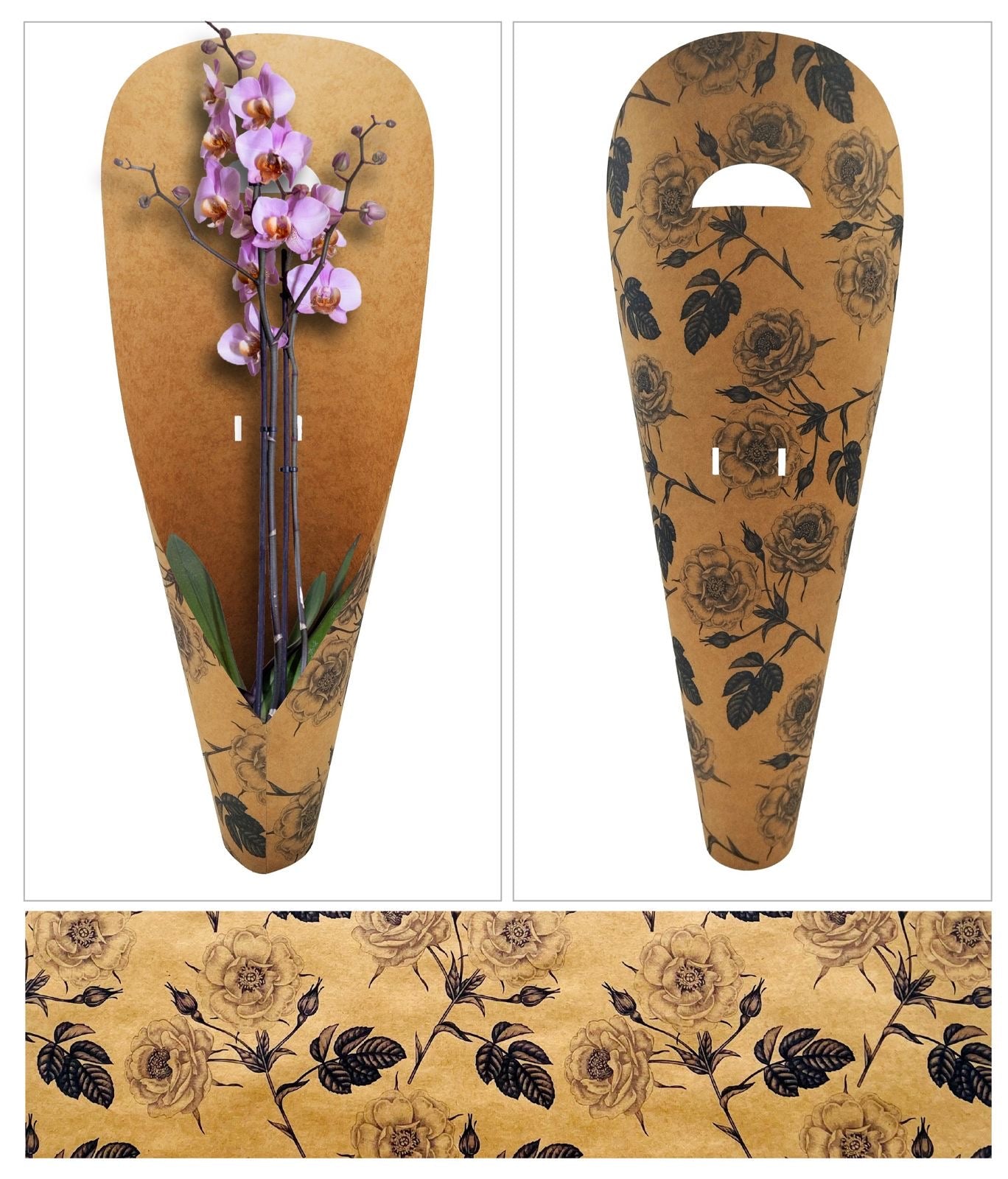 Rose Print Large Orchid Carry Bags (Pack of 20) (R19.49ea)